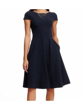 New Dress The Population Women's Size L Navy Livia Dress With Cap Sleeves